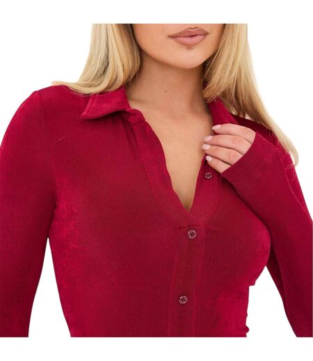 Robe Chemise Manches Longues Femme Bordeaux It