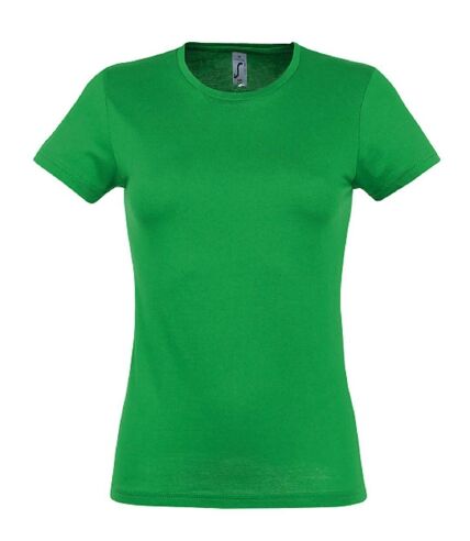 T-shirt manches courtes col rond - Femme - 11386 - vert prairie