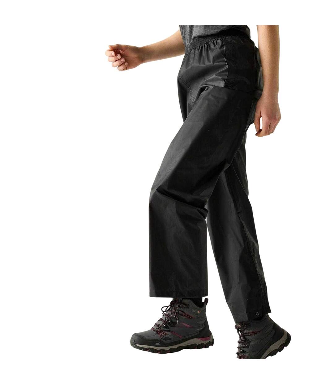 Womens/ladies Waterproof Straight Leg Over Trousers Black Regatta-2