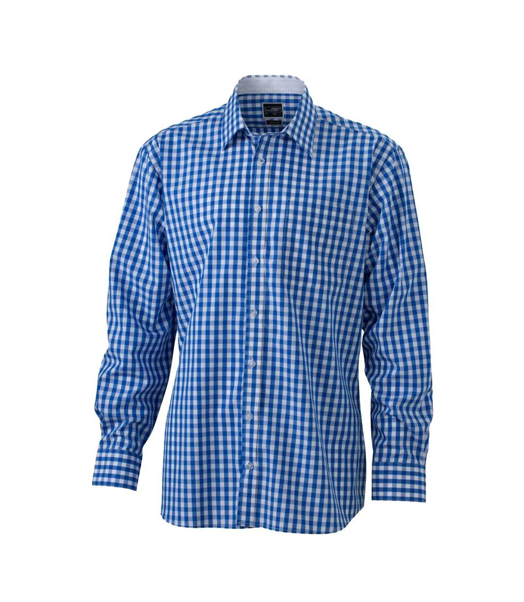 Chemise Motif/style À Carreaux Homme Bleu Roi Blanc James And Nicholson-1