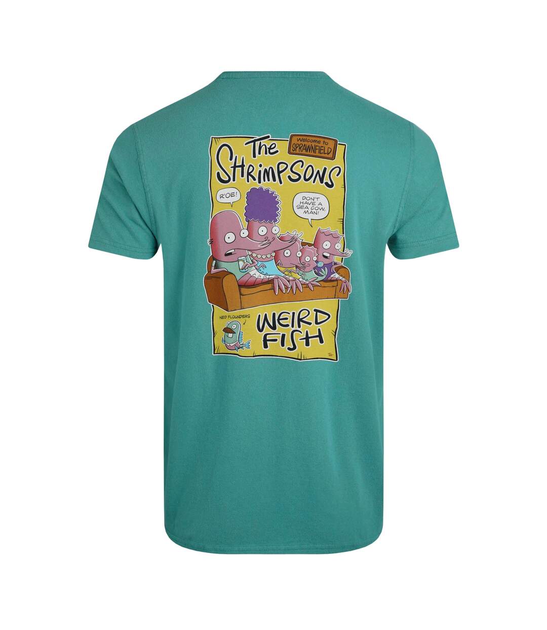 Mens shrimpsons back print t-shirt viridis Weird Fish-2