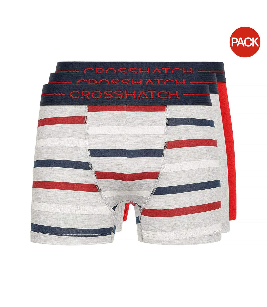 Pack of 3  Mens warbler boxer shorts  red/grey marl/navy Crosshatch-1