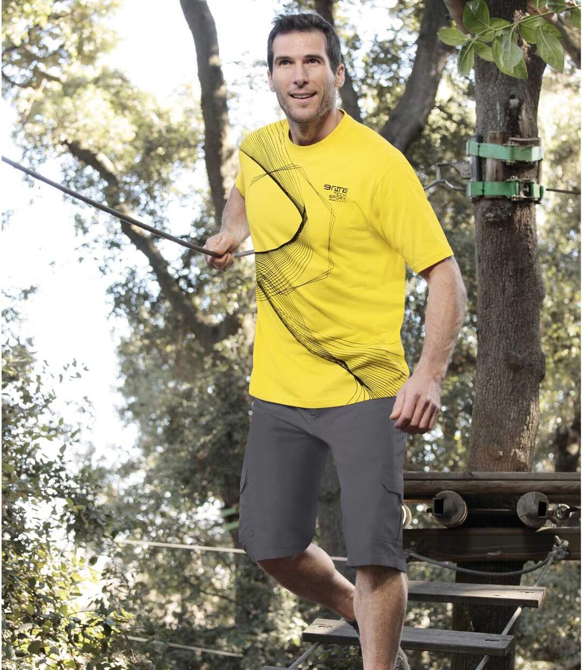 Pack of 2 Men's Sporty T-Shirts - Yellow Gray Atlas For Men