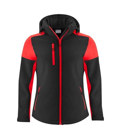 Printer Womens/Ladies Prime Soft Shell Jacket (Black/Red)