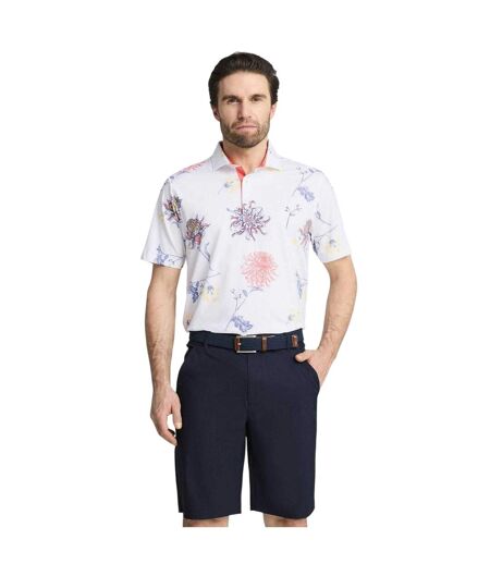 Mens Dahlia Performance Short-sleeved Polo Shirt White Peach Puma