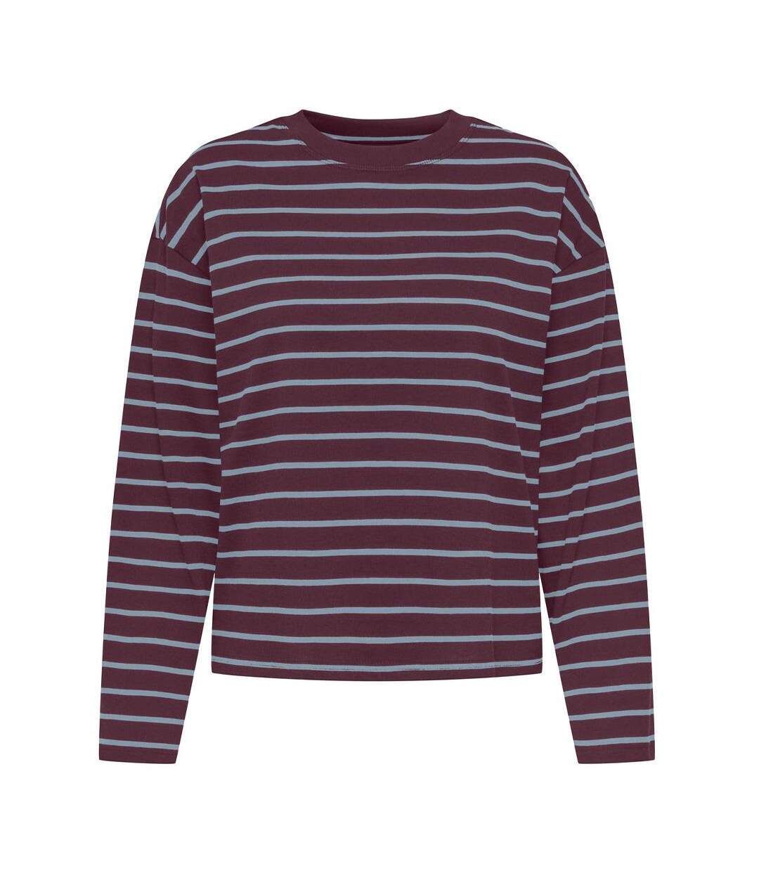 T-Shirt manches longues marron/bleu femme only happy-1