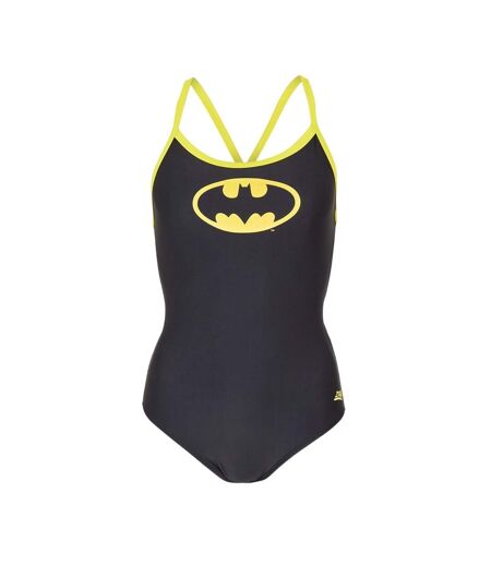 Womens/ladies Sprintback One Piece Swimsuit Black Batman