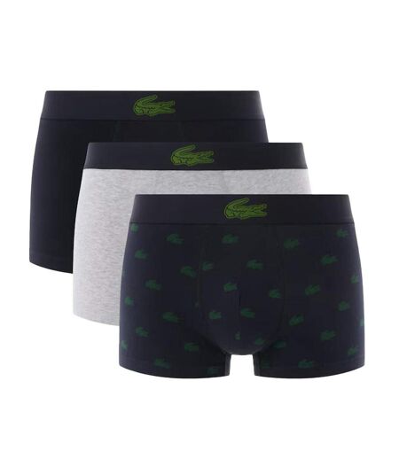 x3 boxers marine/vert/gris homme lacoste stretch