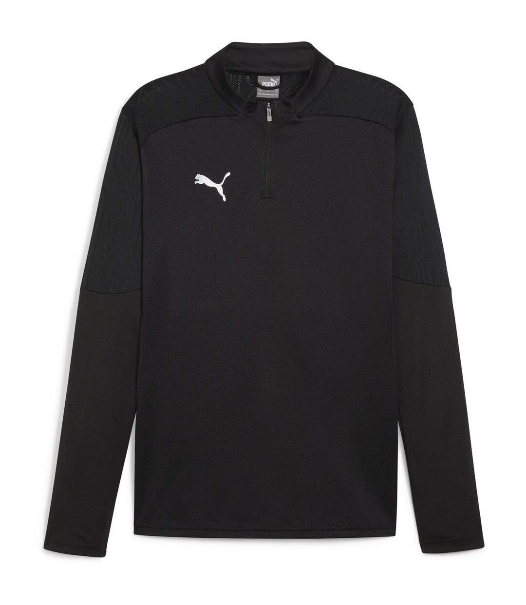 Mens Teamfinal Quarter Zip Training Fleece Top Black Puma-1