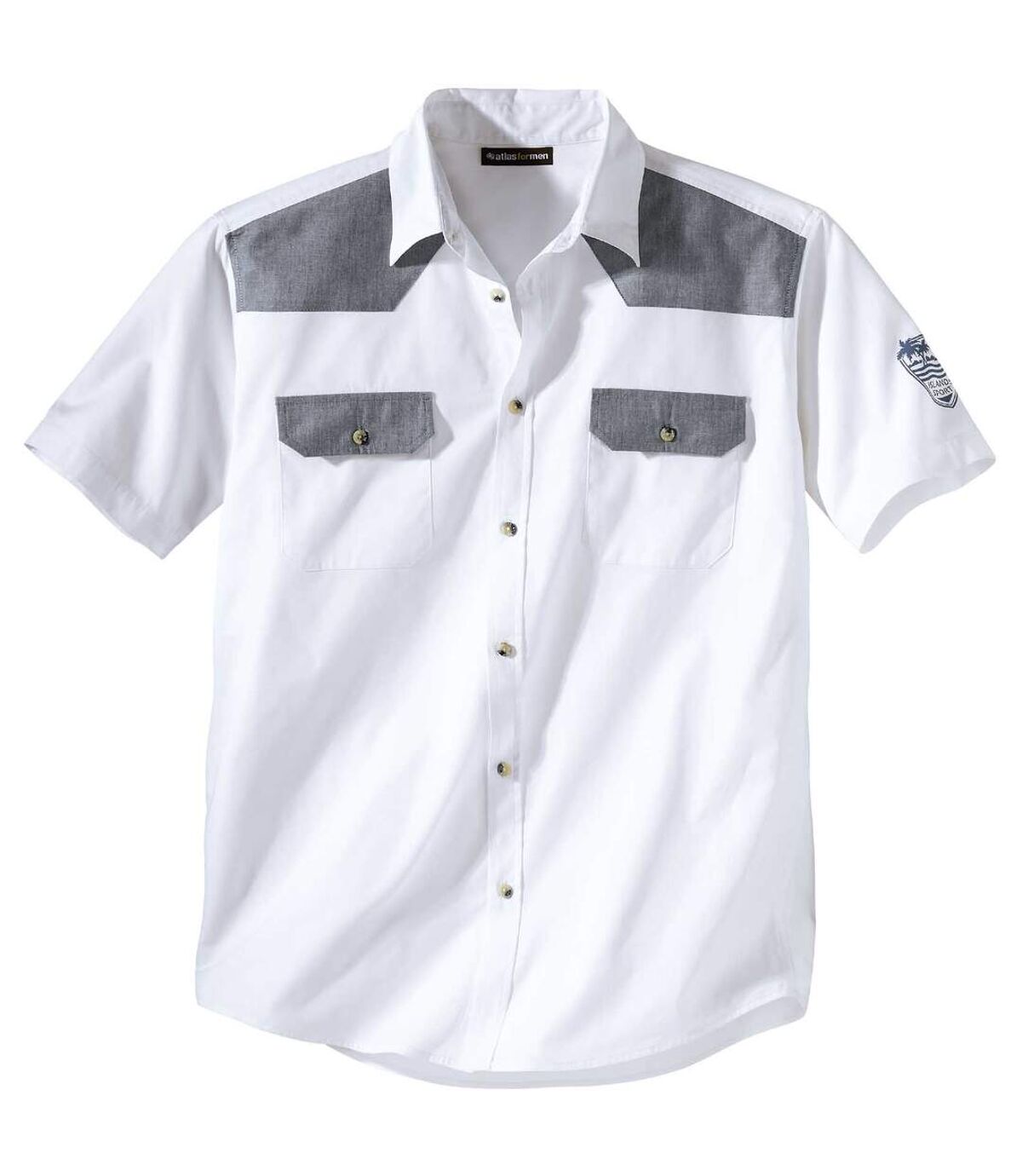Bílá letní košile s prvky z tkaniny chambray Atlas For Men