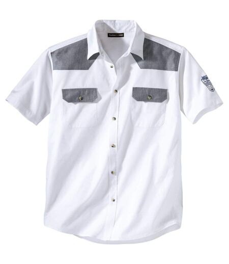 Men's White Shirt with Chambray Details