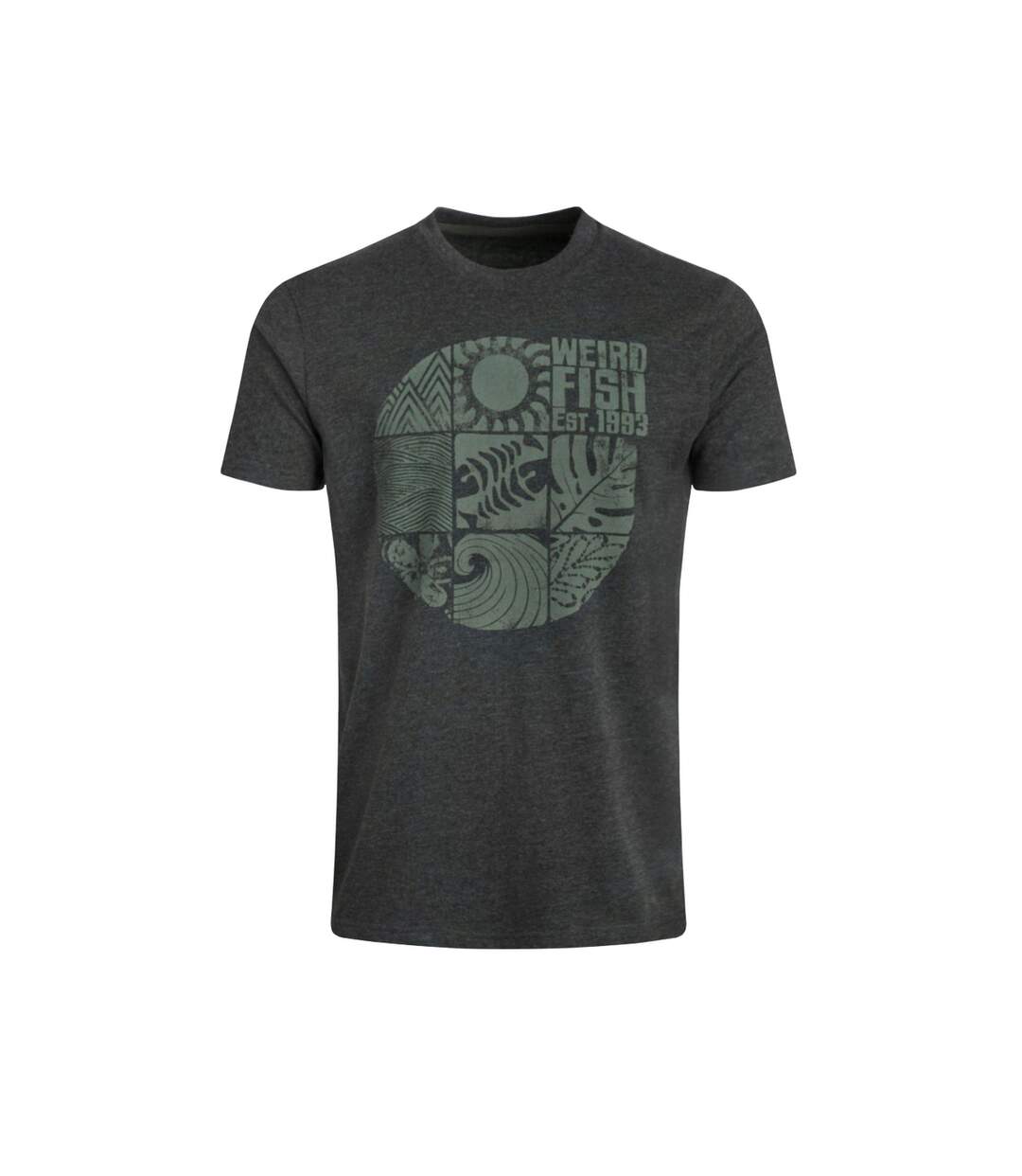 Mens summer sector graphic t-shirt washed black Weird Fish-1
