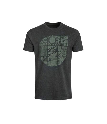 Mens summer sector graphic t-shirt washed black Weird Fish
