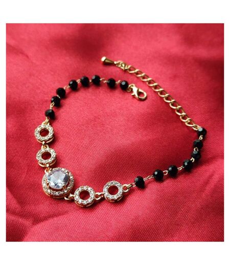 Indian Nazaria Round Zircon Mangalsutra Beaded Indian Bracelet