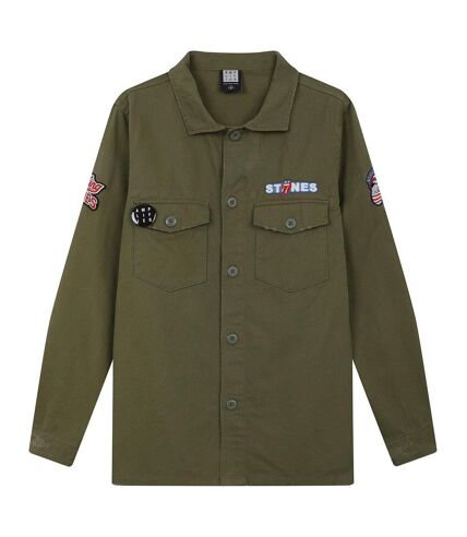 Amplified Mens The Rolling Stones Military Overshirt (Khaki Green)