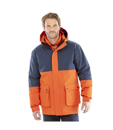 Doudoune Matelassée Motif/style 3-en-1 Homme Bleu Marine Orange Result Recycled