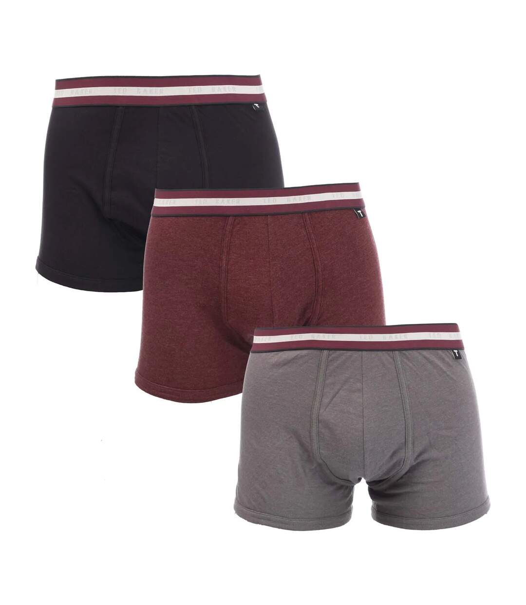 Pack Of 3  Mens Cotton Boxer Shorts  Black Grey Maroon Ted Baker-2