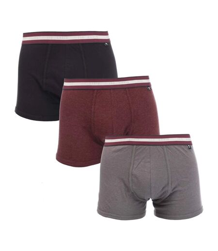 Pack Of 3  Mens Cotton Boxer Shorts  Black Grey Maroon Ted Baker