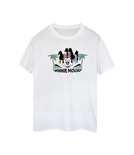 Disney Femmes/Ladies Minnie MM T-Shirt boyfriend en coton palmier (Blanc) - UTBI38449