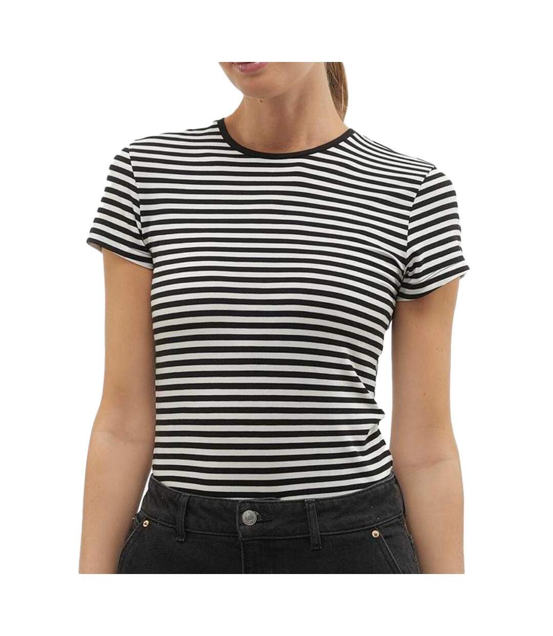 T-Shirt Noir/Blanc Femme Vero Moda Mines Fiona - L-1