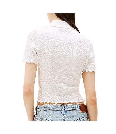 Polo blanc femme tommy hilfiger smock - l