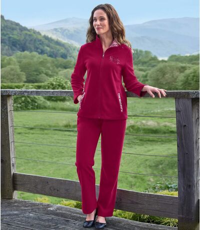 Women's Burgundy Fleece Tracksuit