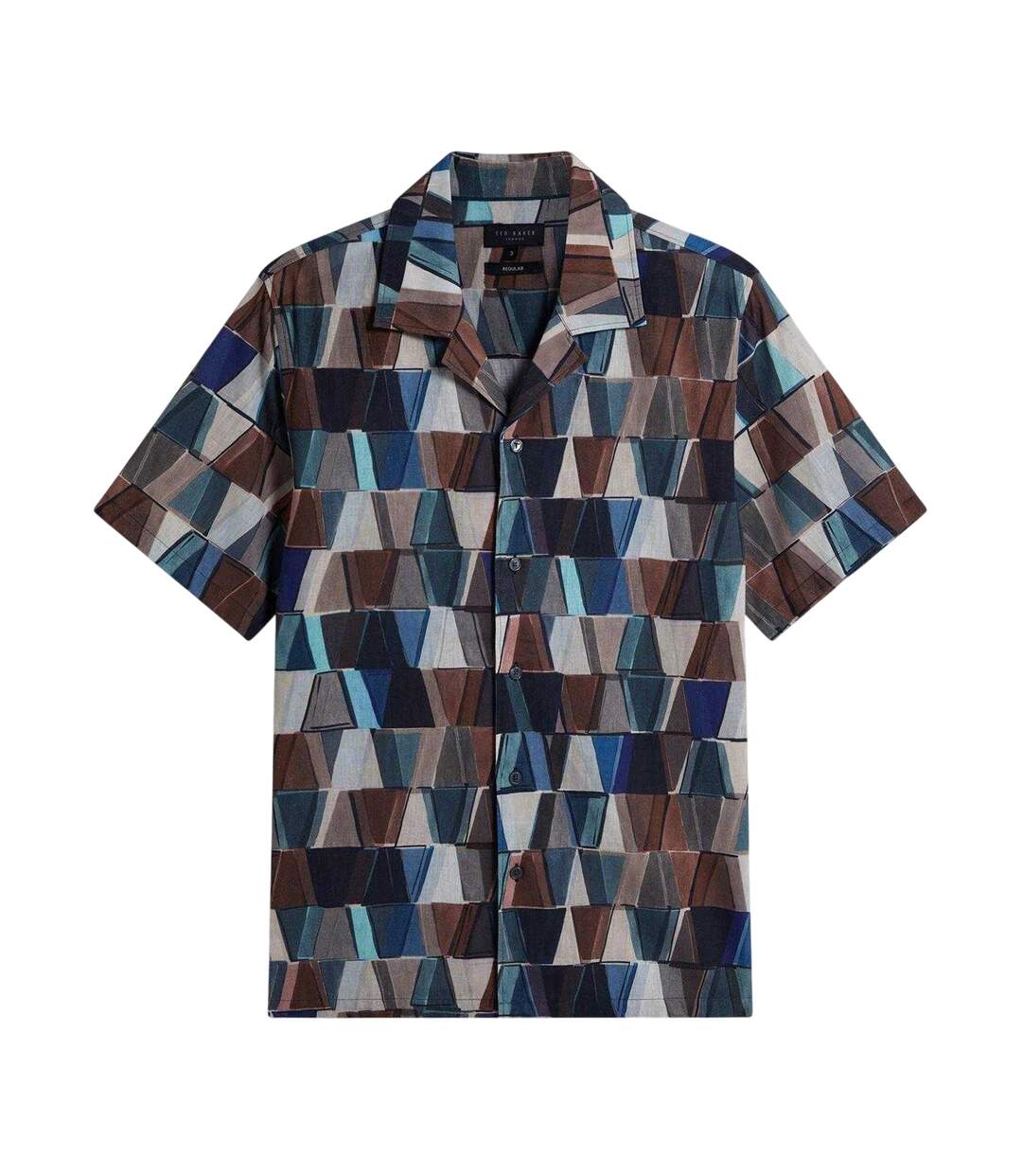 Mens Geometric Linen Regular Shirt Multicoloured Ted Baker-2