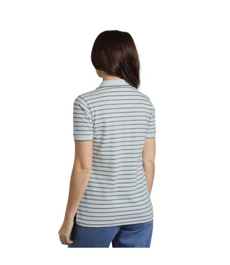 Womens/ladies janely striped pique polo shirt mineral blue Weird Fish