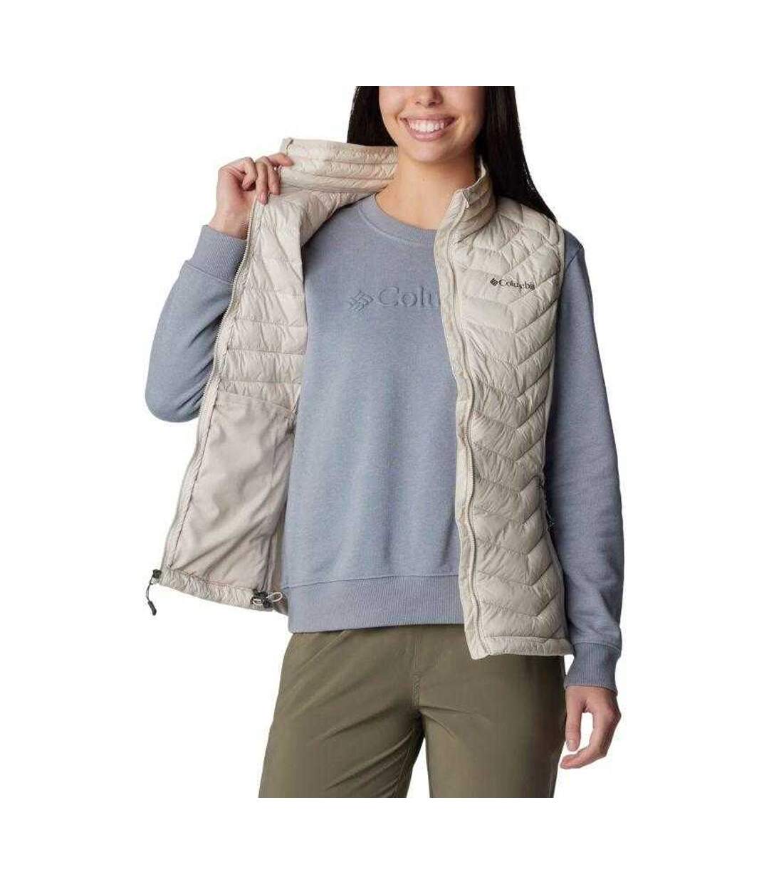 Doudoune Sans Manches Motif/style Matelassé Powder Pass Femme Beige Columbia-1