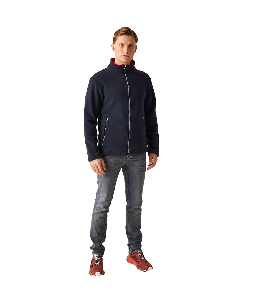Mens Ascender 250 Fleece Jacket Navy Classic Red Regatta-1