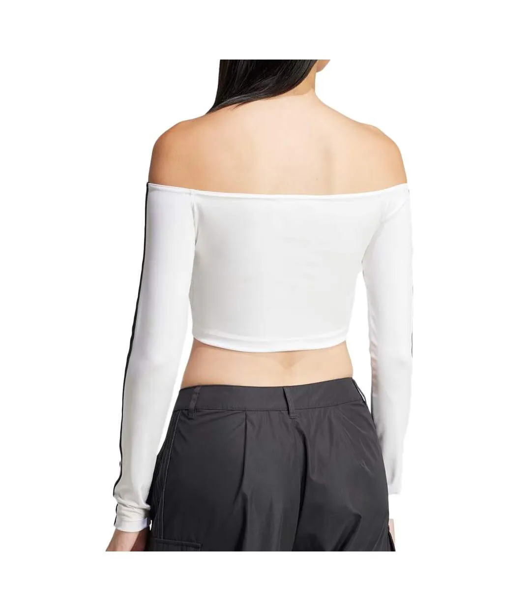 T-shirt blanc femme adidas offshoulder-2