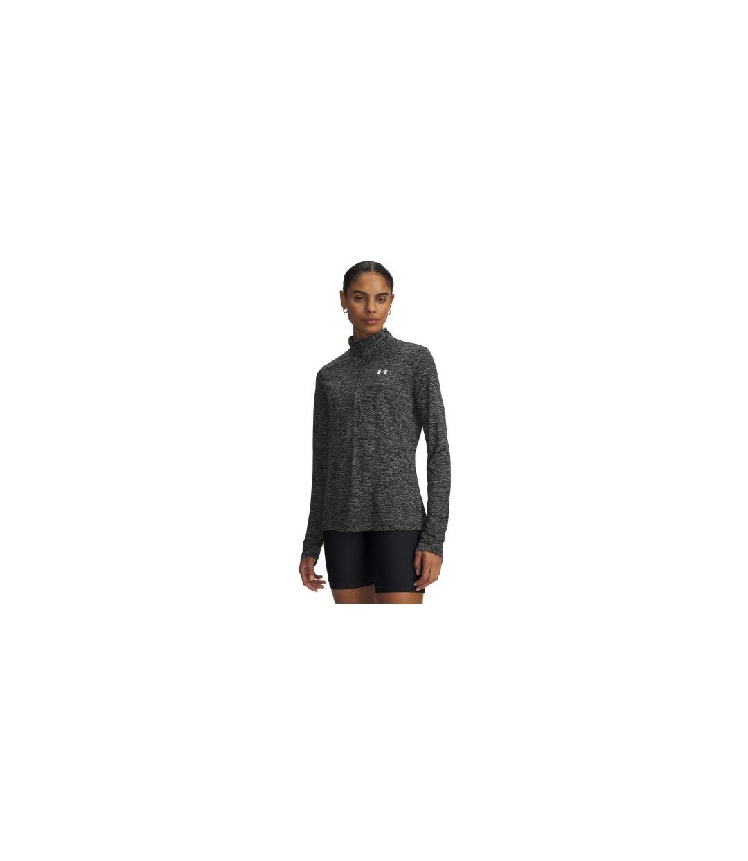 Womens/ladies Tech Textured Half Zip Top Black Twist Under Armour-1