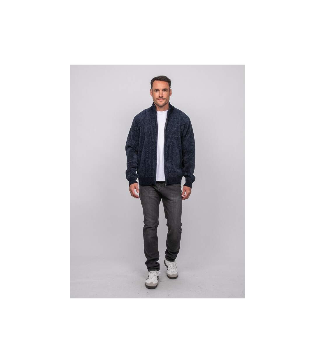 Gilet chenille zippé col montant LIMAGO-4