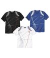Pack of 3 Men's Cotton T-Shirts - Black White Blue Atlas For Men
