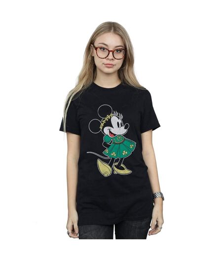Disney Womens/Ladies Minnie Mouse St Patrick's Day Costume Cotton Boyfriend T-Shirt (Noir) - UTBI37481