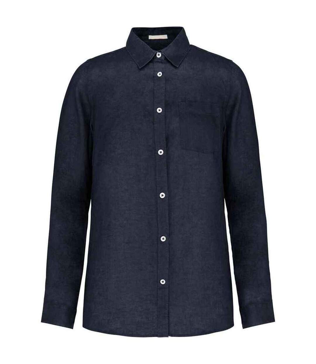 Mens Linen Long-sleeved Shirt Navy Spasso-1