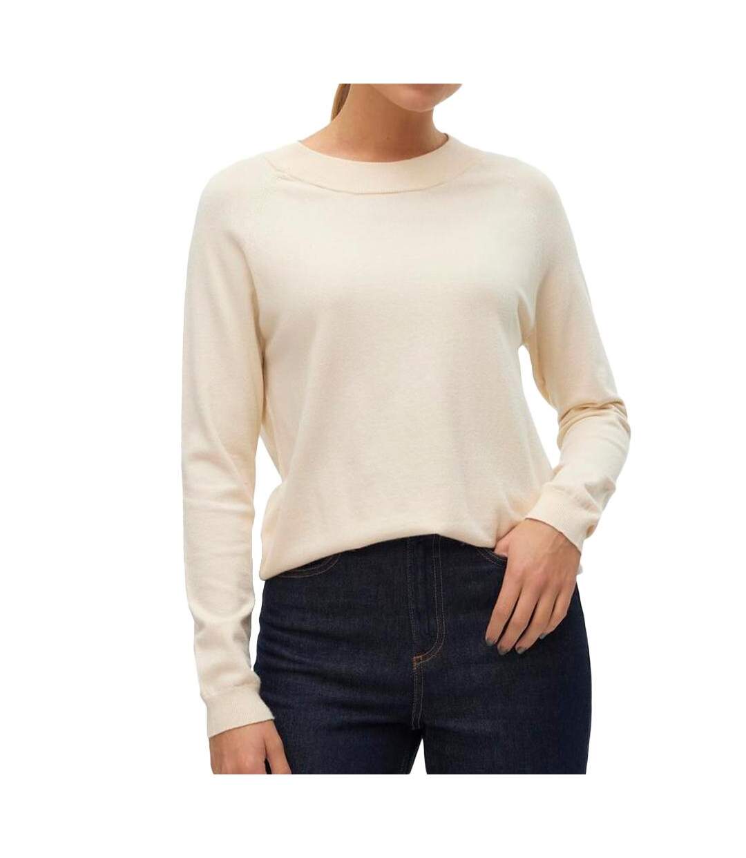 Pull beige femme vero moda happiness - l-1