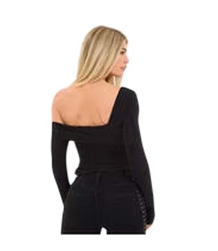 Haut Épaules Dénudées Motif/style Ruché Femme Noir I Saw It First