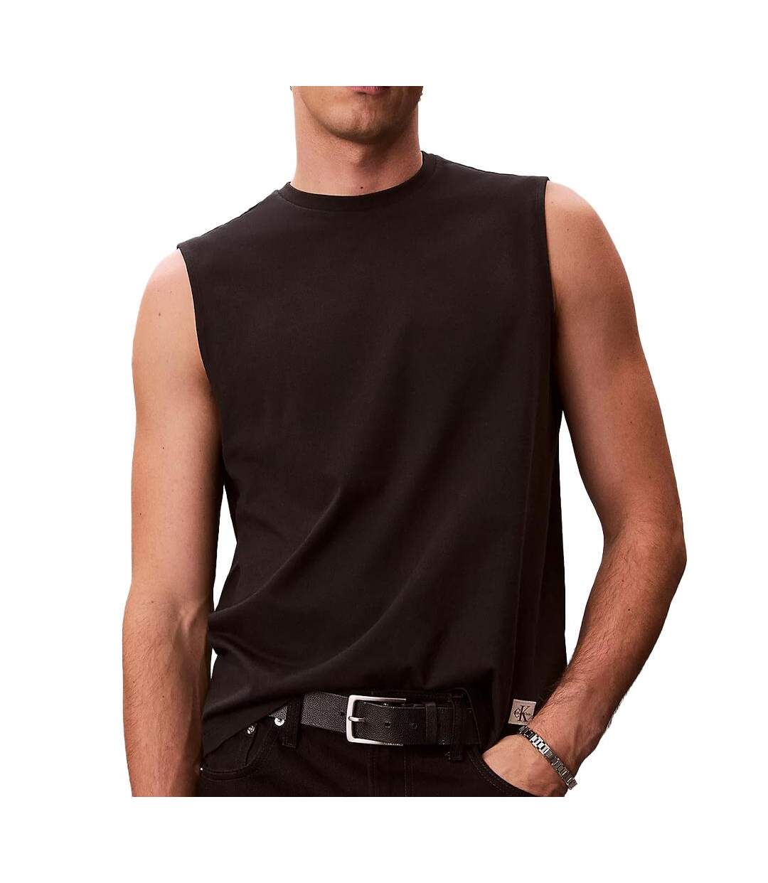 Débardeur noir homme calvin klein jeans badge-1