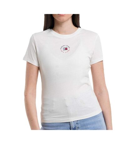 T-Shirt blanc femme tommy hilfiger slim - l