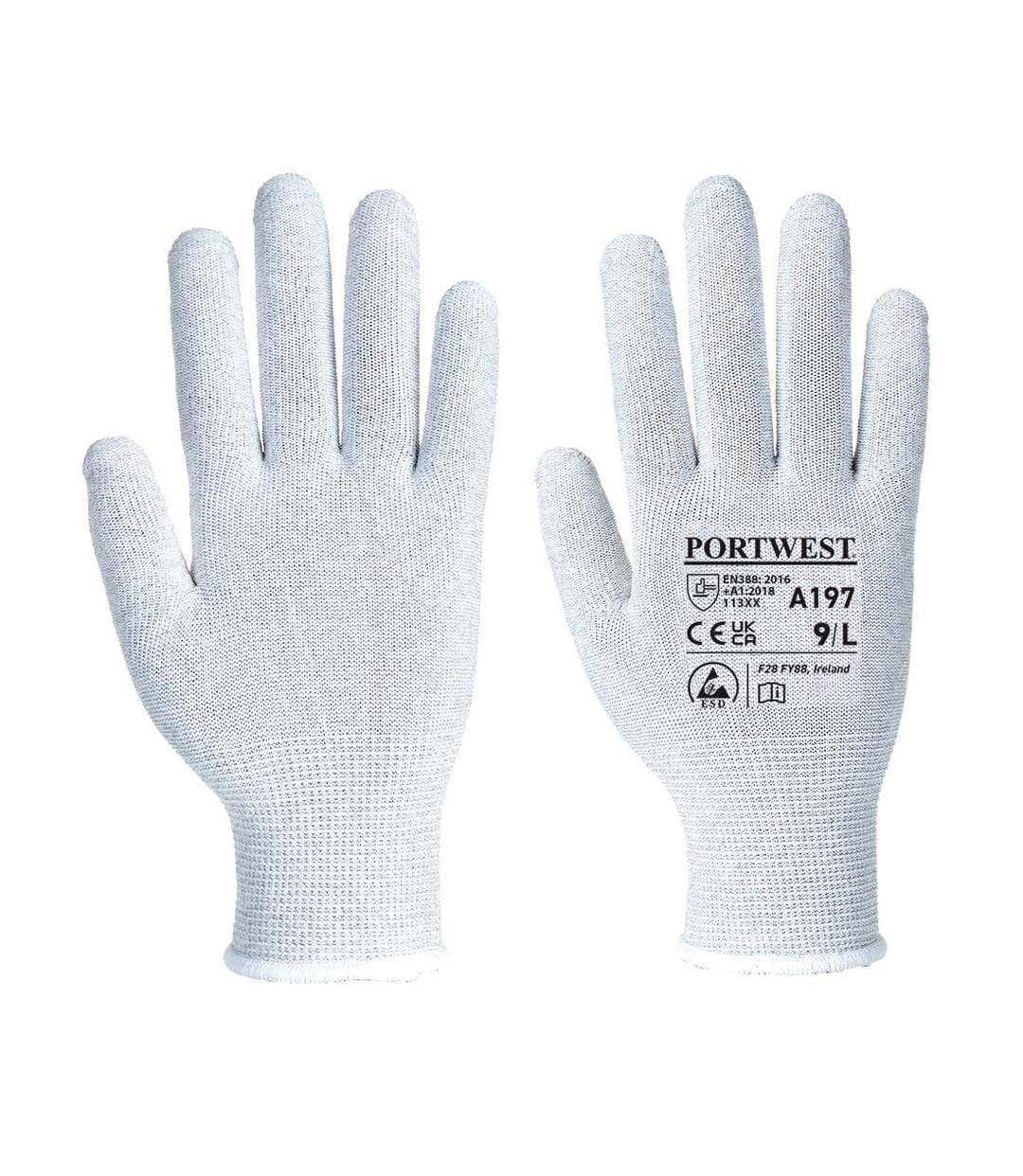 Unisex adult anti-static safety gloves l grey Portwest-1