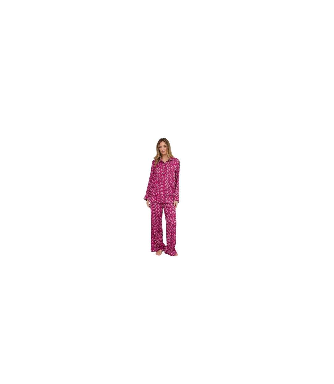 Ensemble De Pyjama Long Motif/style Léopard Evie Femme Rouge Lily And Lionel-1