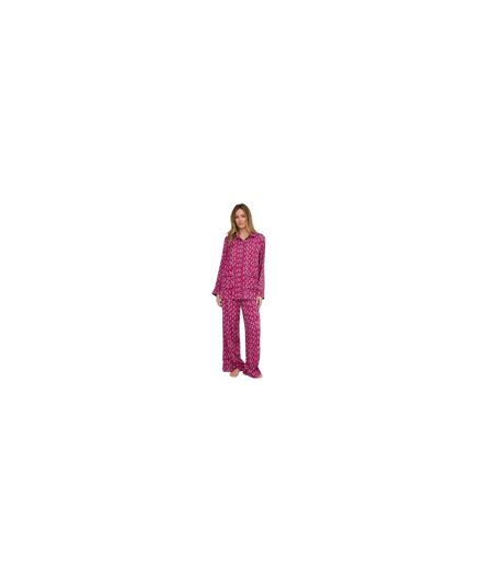 Ensemble De Pyjama Long Motif/style Léopard Evie Femme Rouge Lily And Lionel