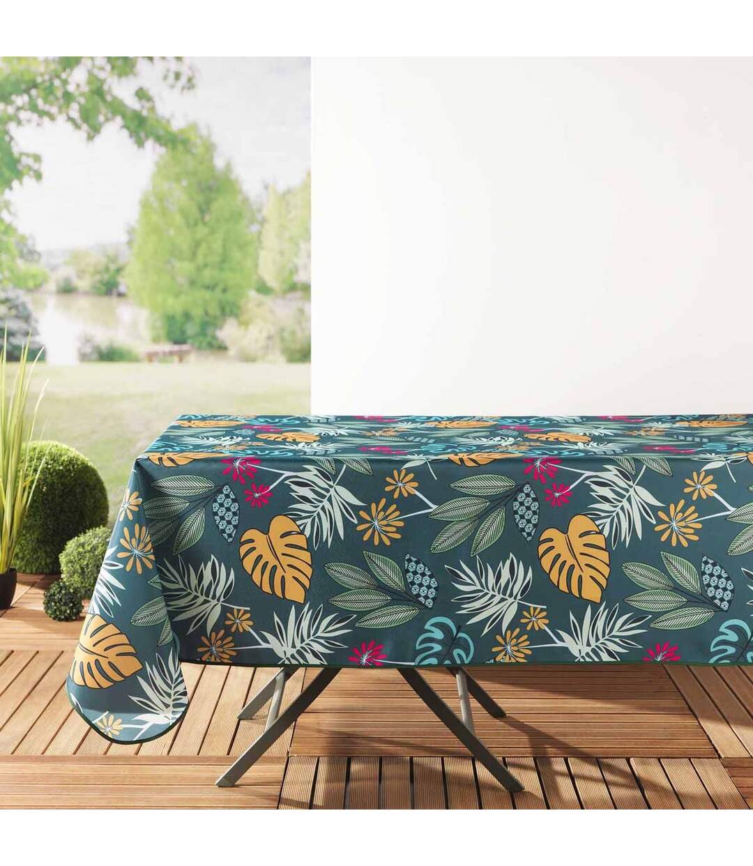 Nappe Toile Cirée Lilidae 140x300cm Turquoise-1