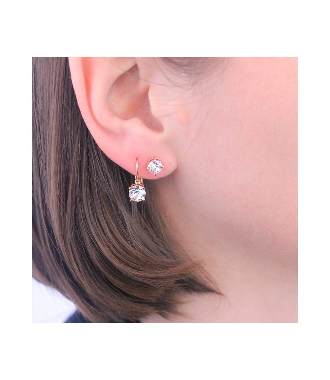 Boucles d'oreilles Round, Cristal d'Autriche