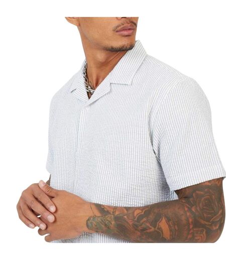 Chemise Motif/style Fines Rayures Homme Bleu Blanc Brave Soul