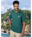 Pack of 4 Men's Essential T-Shirts - Green Ecru Ochre Navy-3