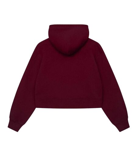 Womens/ladies Applique Logo Cotton Full Zip Hoodie Burgundy Couture