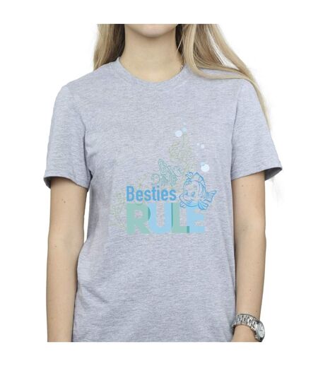 Disney Femme/Ladies The Little Mermaid Besties Cotton Boyfriend T-Shirt (Gris sportif) - UTBI31107