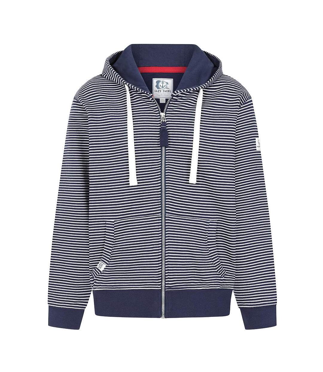 Veste À Capuche Motif/style Rayé Homme Bleu Mer Lazy Jacks-1